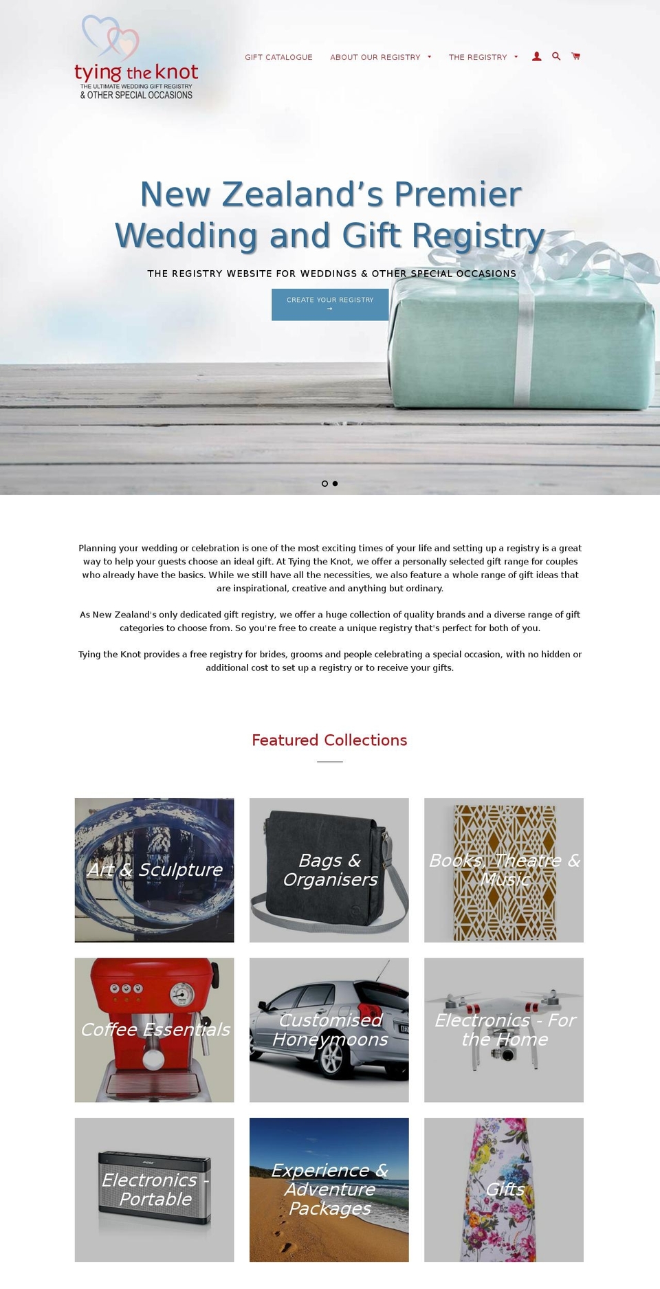 tyingtheknot.co.nz shopify website screenshot