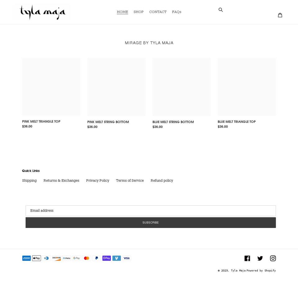 tylamaja.com shopify website screenshot
