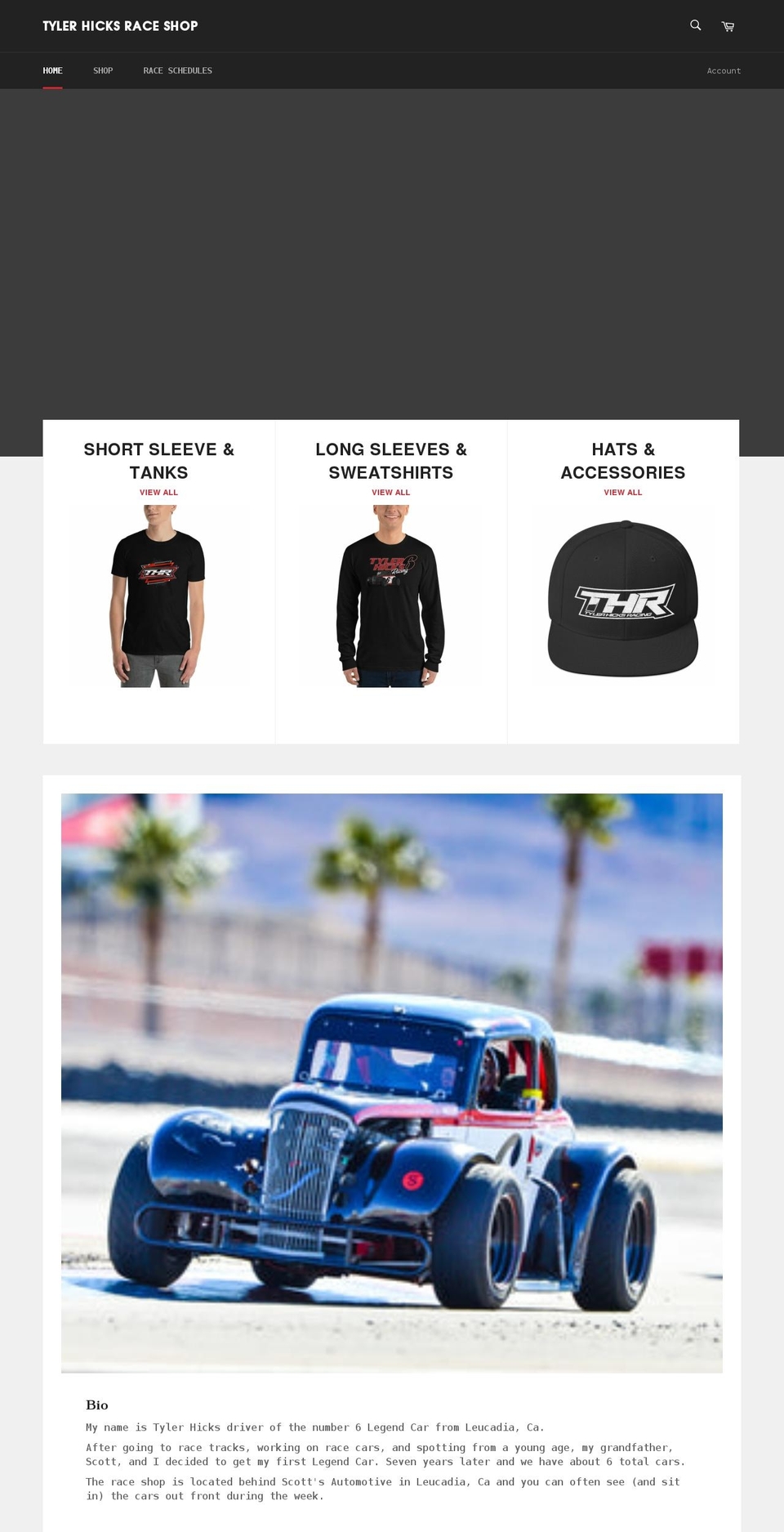 tylerhicksracing.com shopify website screenshot