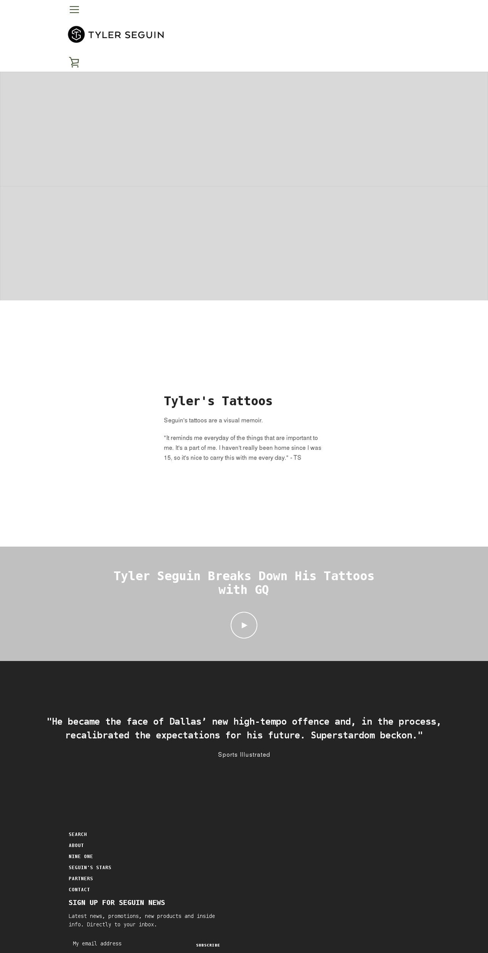 tylerseguin.com shopify website screenshot