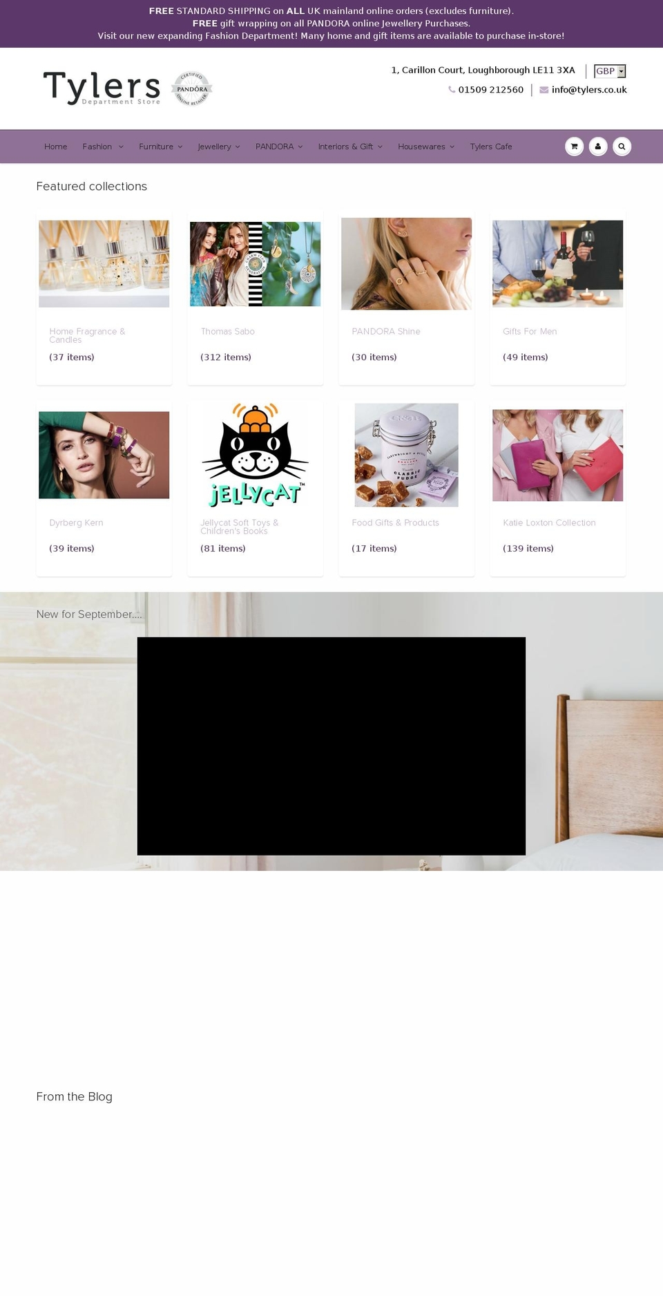 tylersfurnishings.com — Shopify storefront screenshot