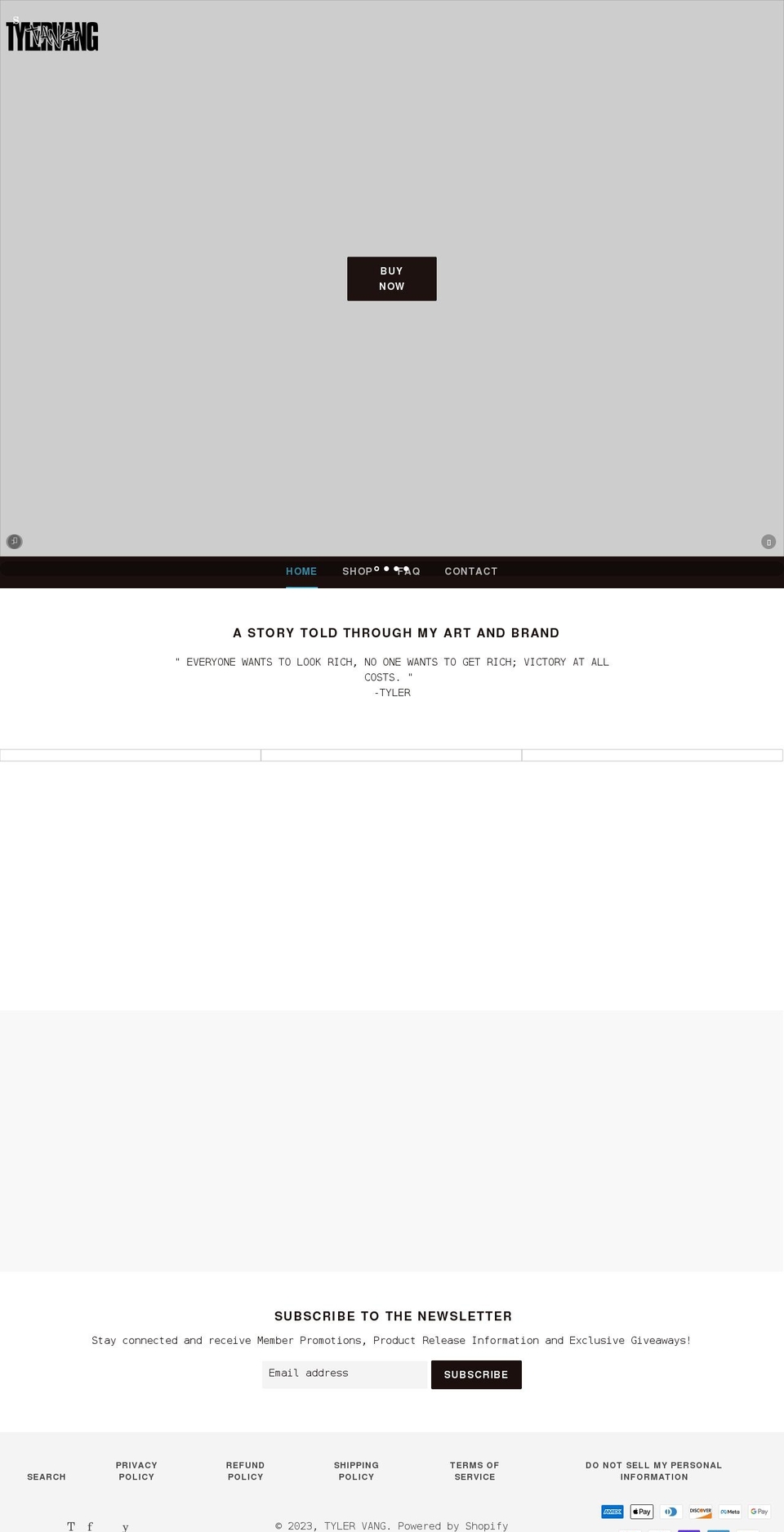 tylervang.com — Shopify storefront screenshot