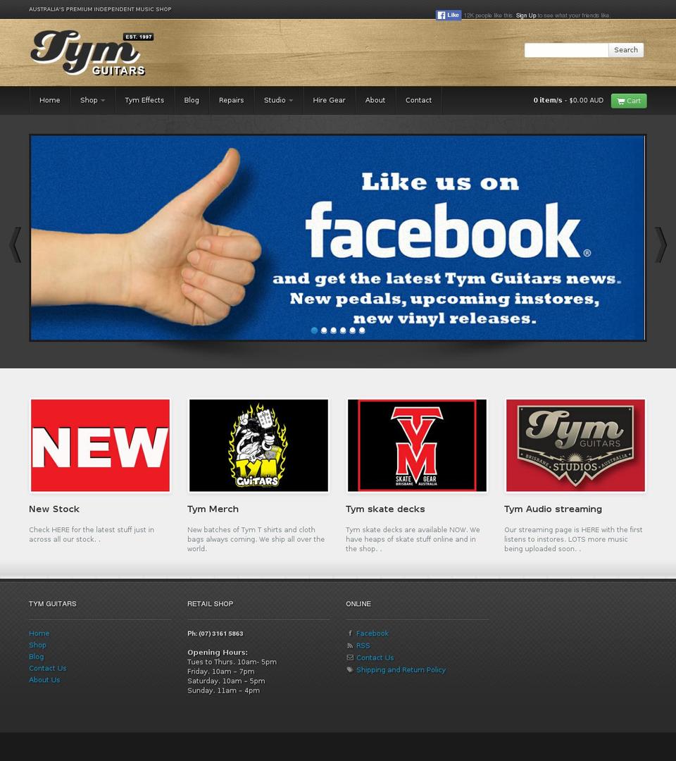 tymguitars.com.au shopify website screenshot