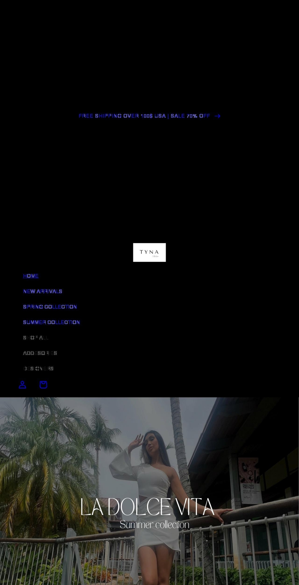 tynacollection.com shopify website screenshot