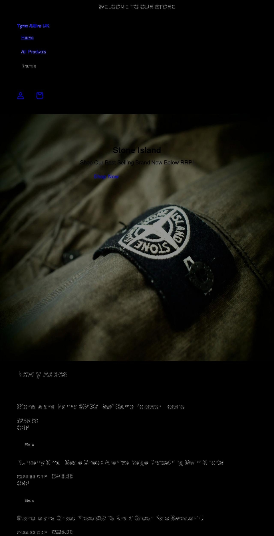 tyneattire.co.uk shopify website screenshot