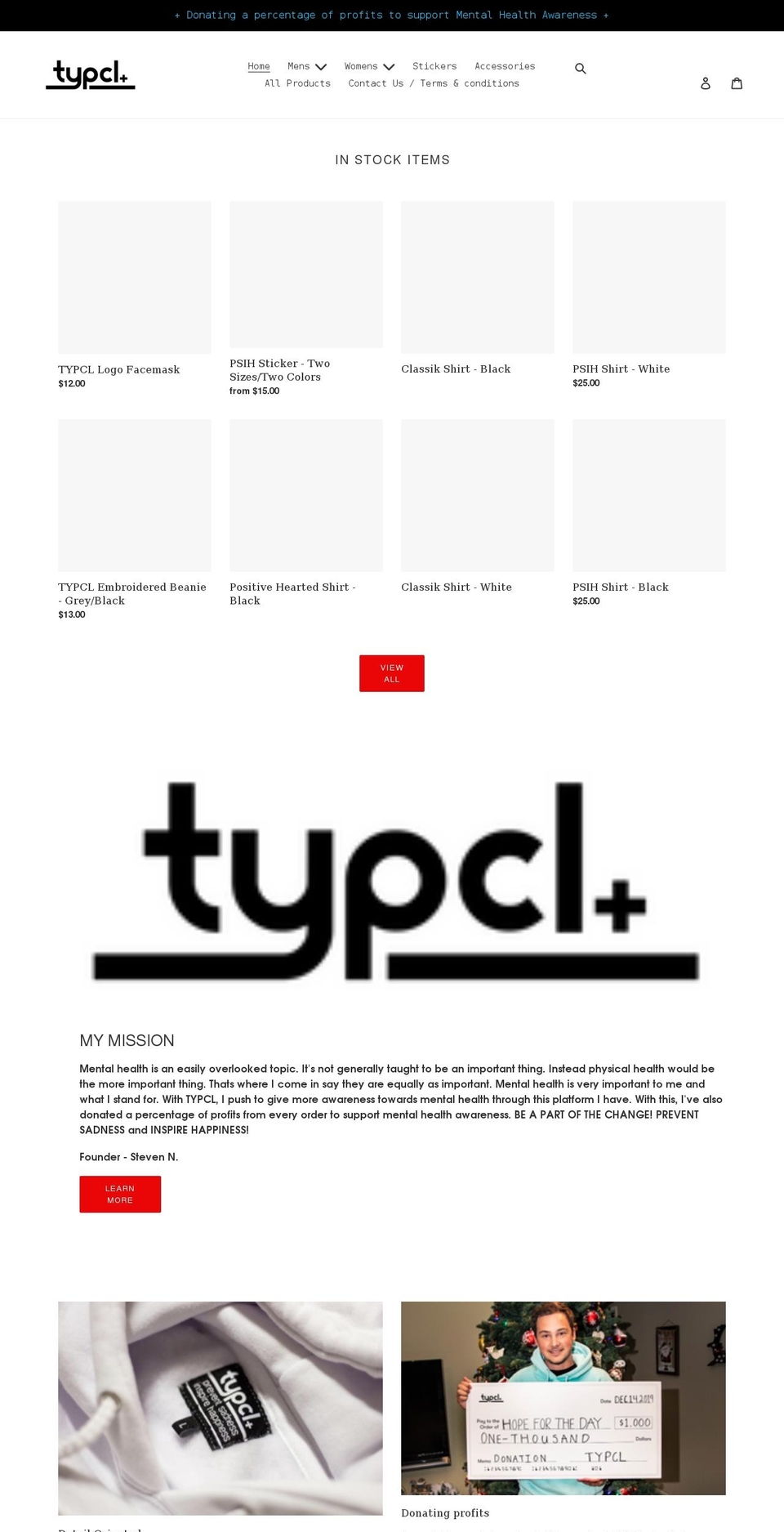 typclclothing.com shopify website screenshot