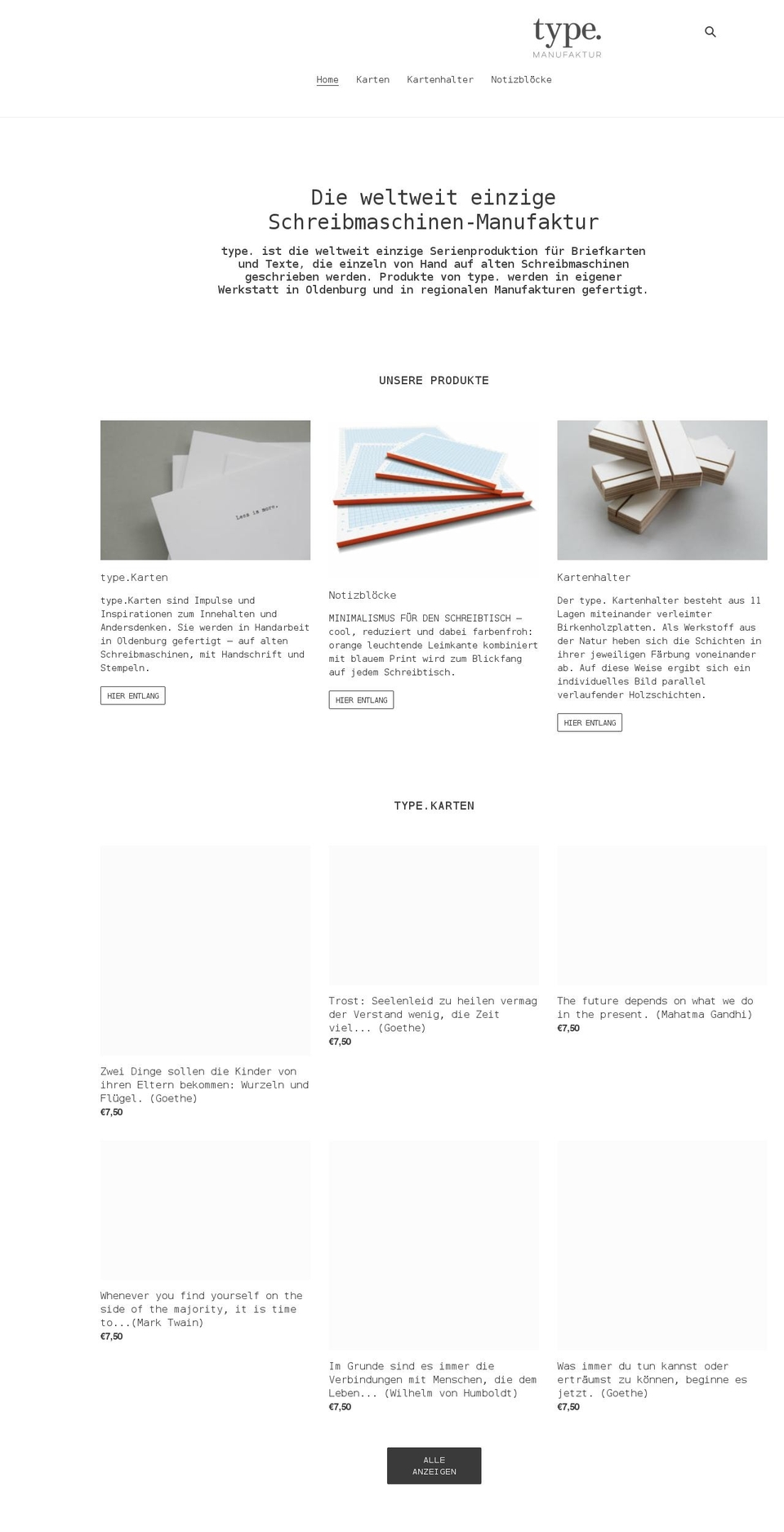 type-manufaktur.de shopify website screenshot