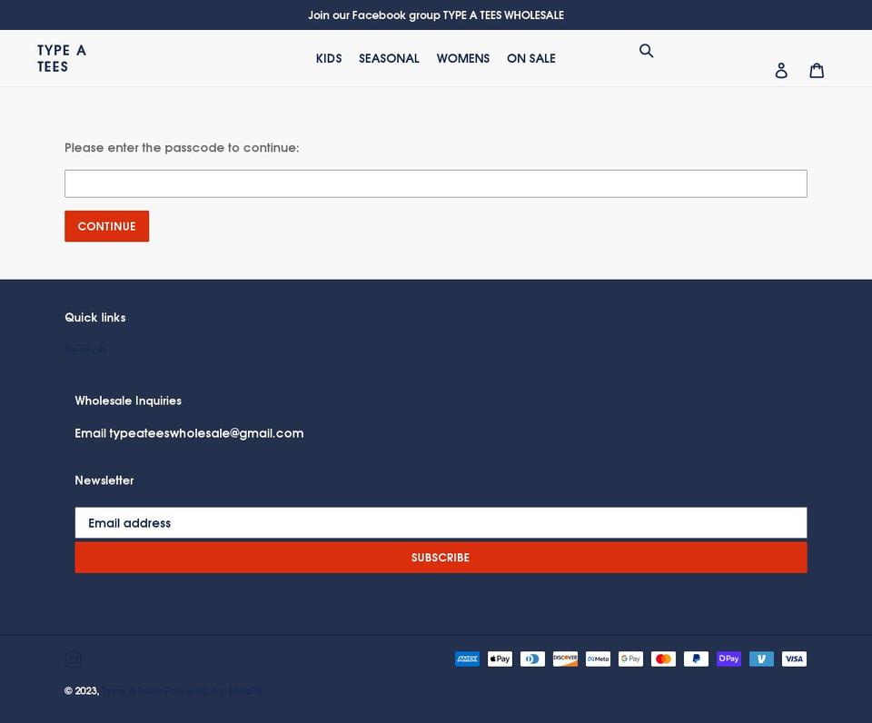 typeatees.com shopify website screenshot