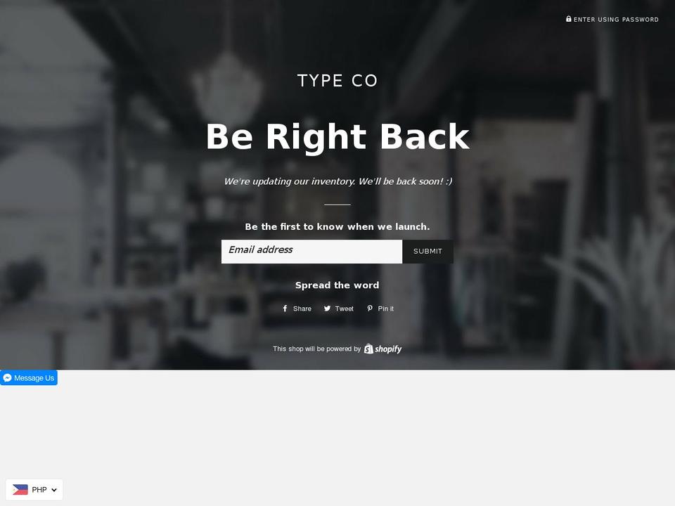typecoph.com shopify website screenshot