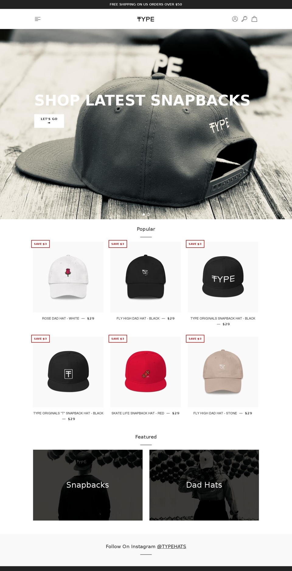 typehat.com — Shopify storefront screenshot
