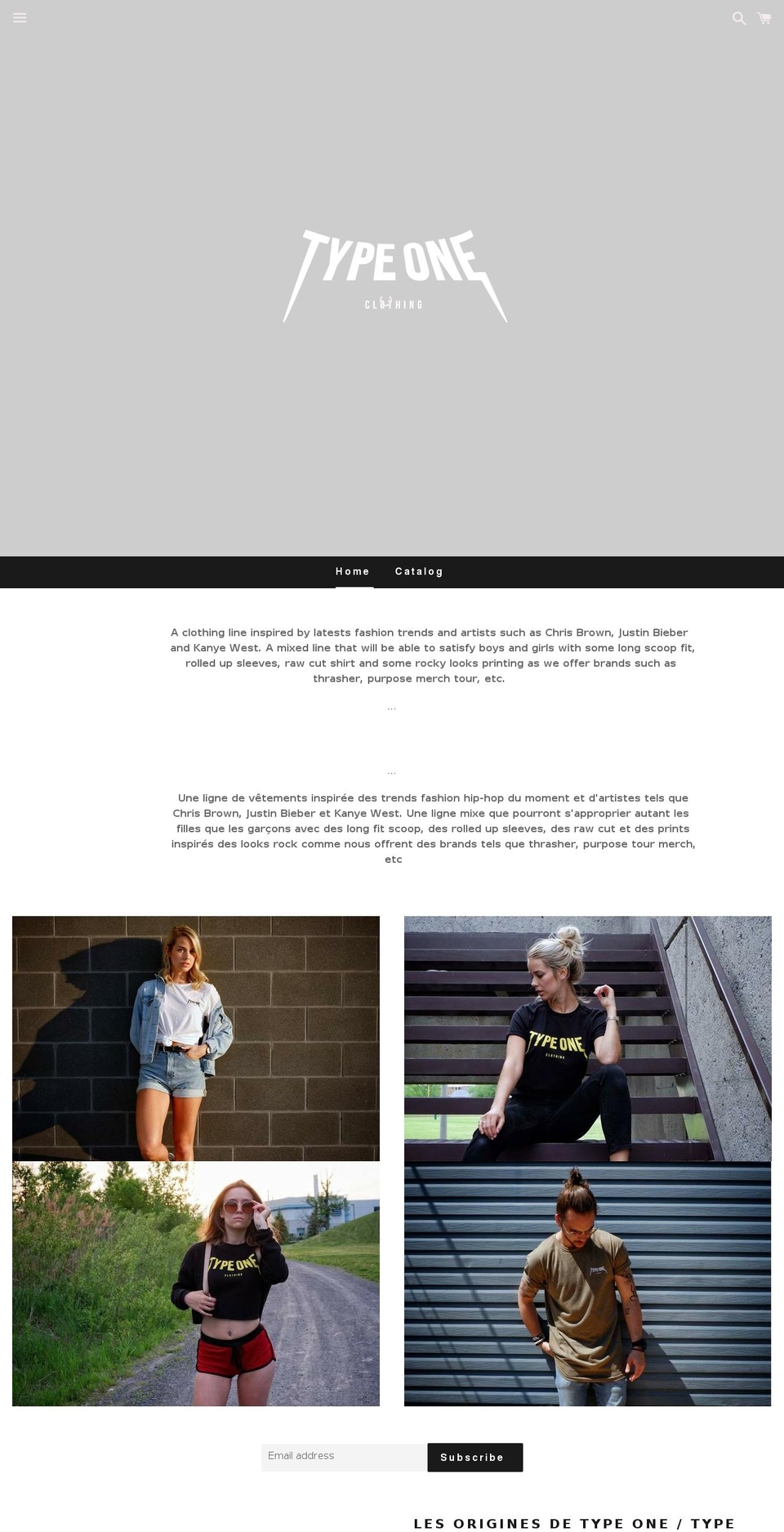 typeoneclothing.com shopify website screenshot