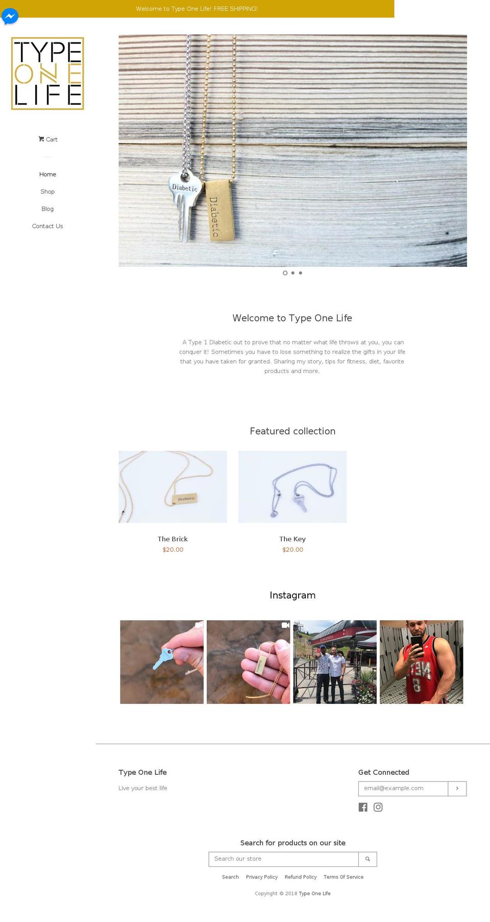 typeonelife.com — Shopify storefront screenshot