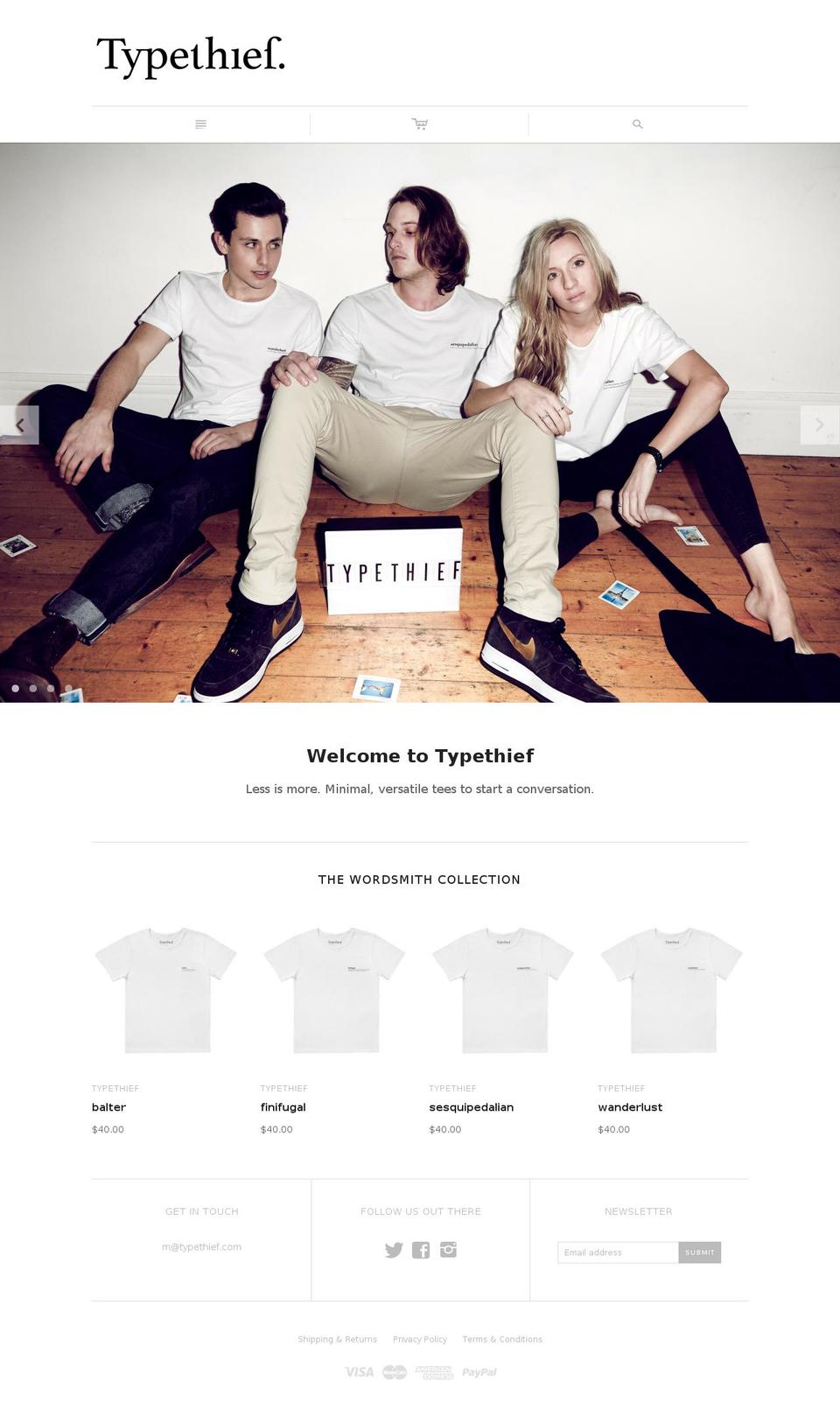 typethief.com shopify website screenshot