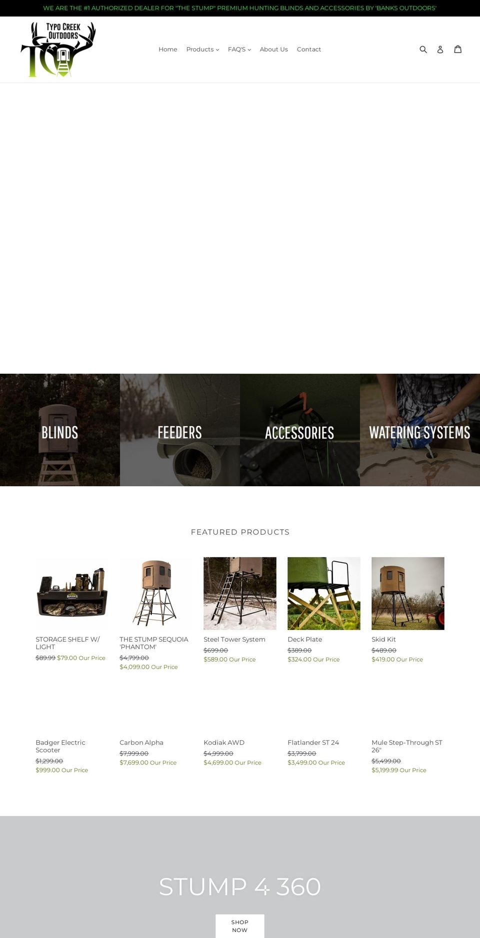 typocreekoutdoors.com shopify website screenshot