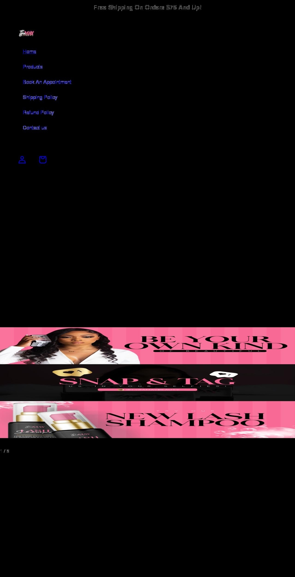 tyramaybeauty.com shopify website screenshot