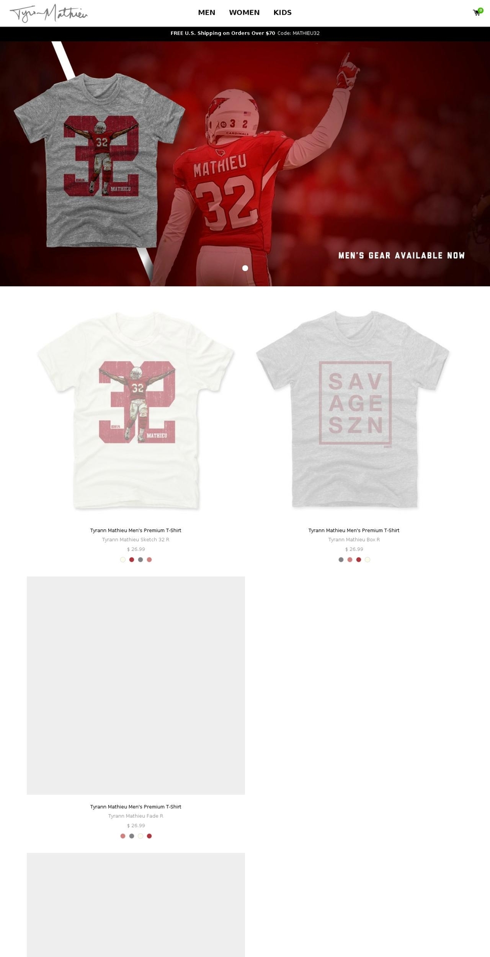 tyrannmathieu32.com shopify website screenshot