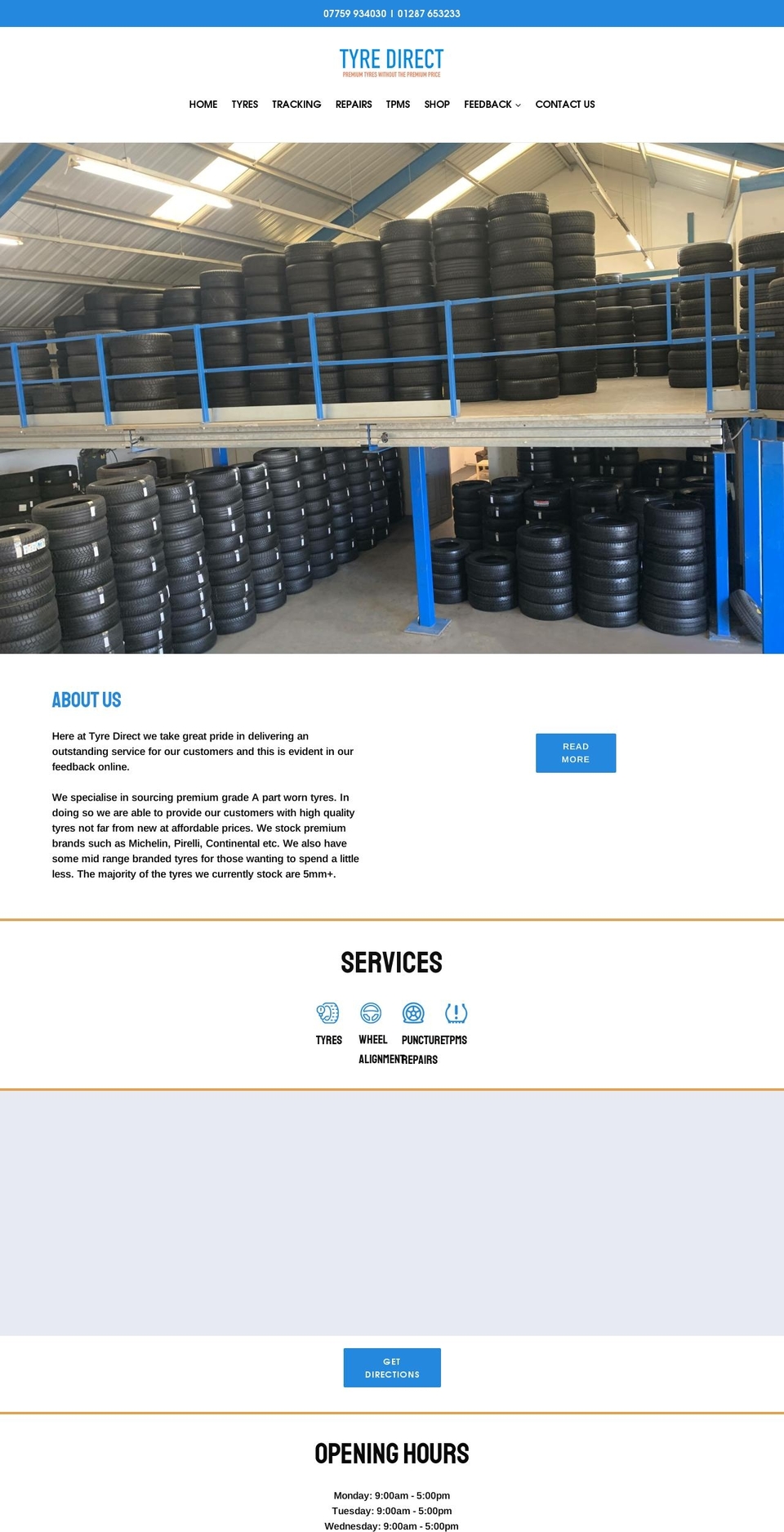 tyre-direct.co.uk shopify website screenshot
