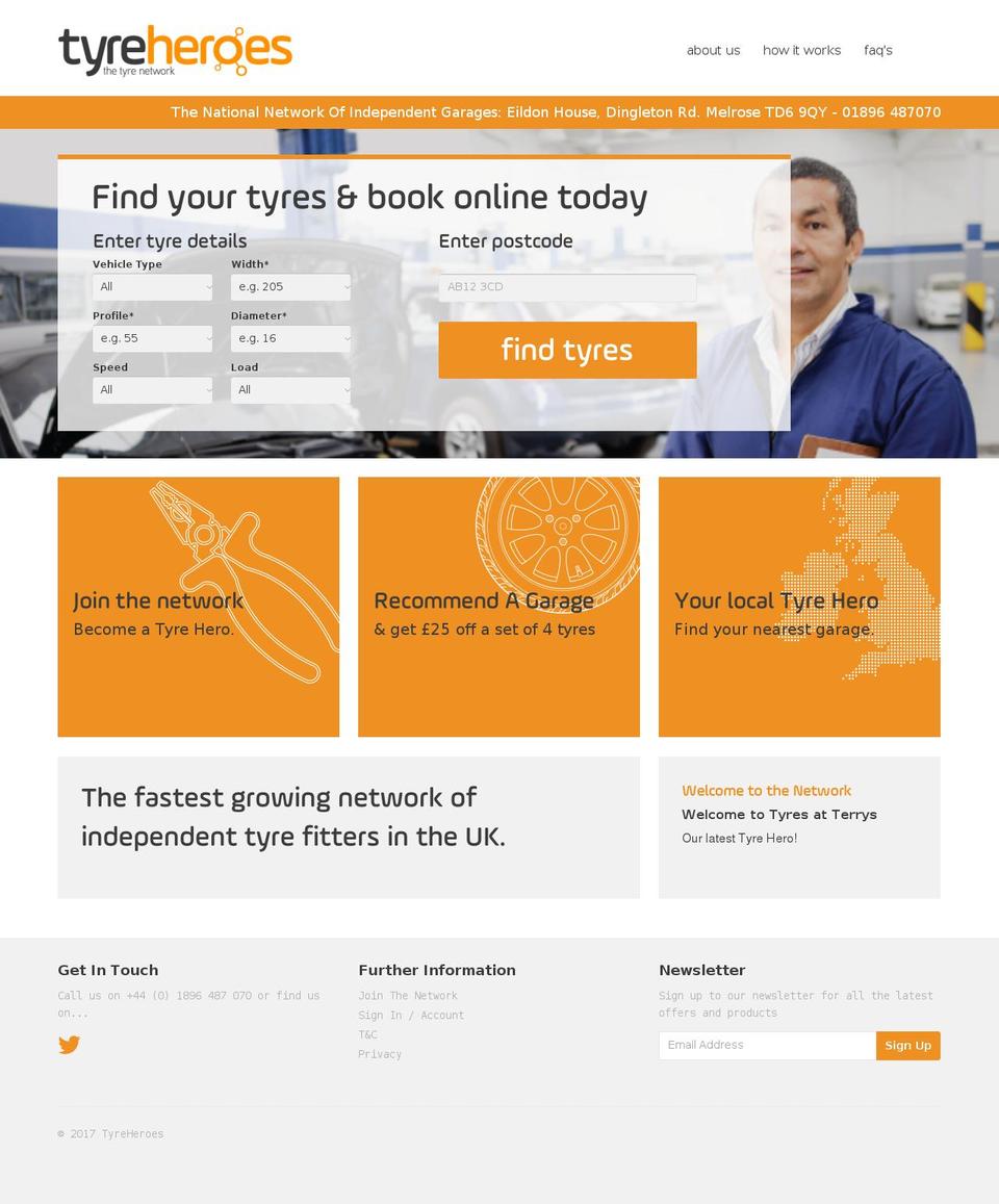 tyreheroes.com shopify website screenshot