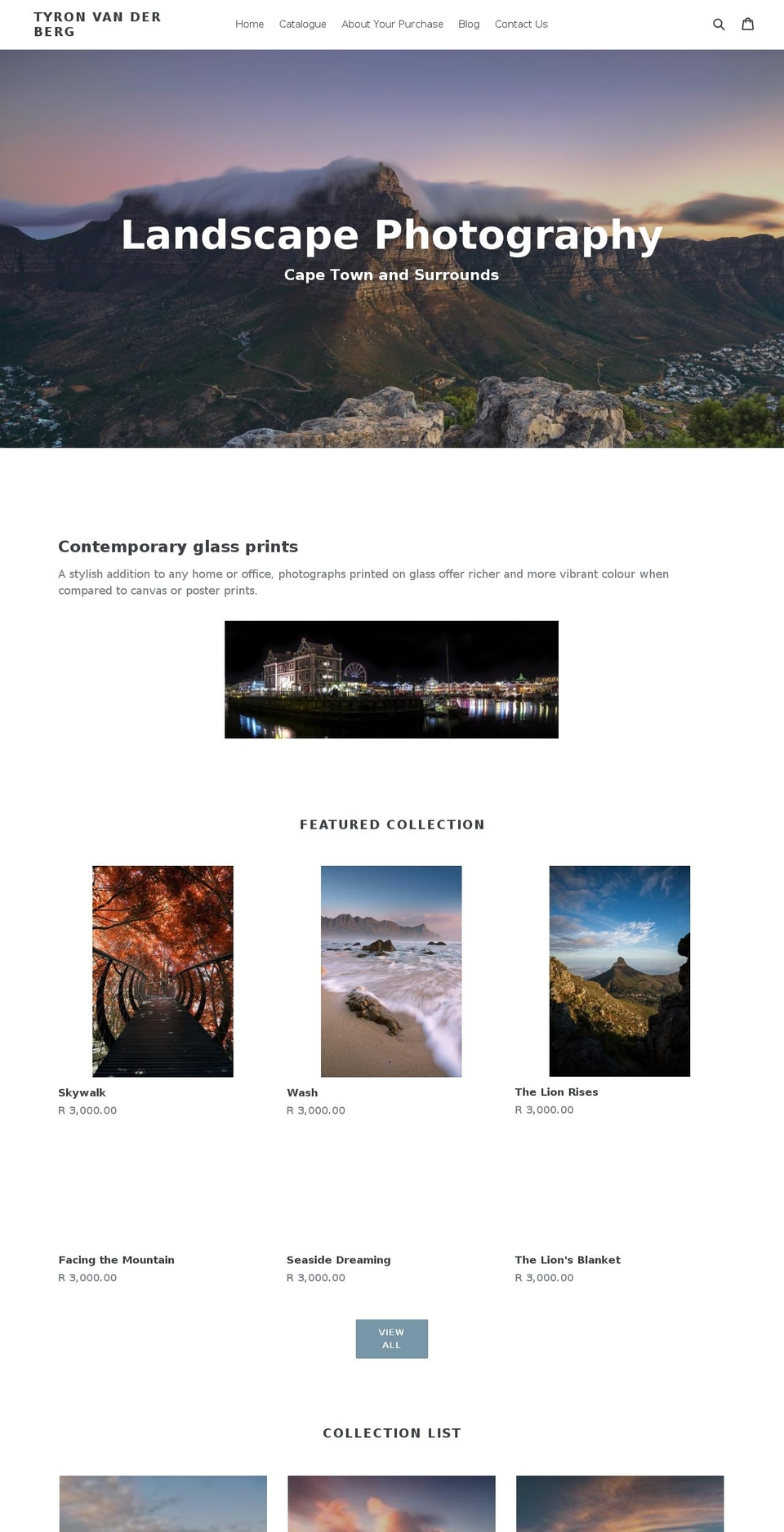 tyronvanderberg.com — Shopify storefront screenshot