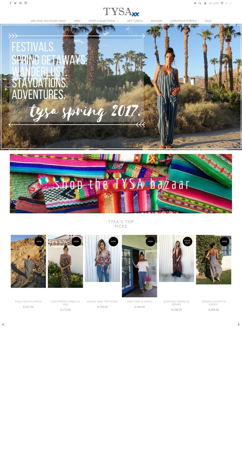 tysadesigns.com shopify website screenshot