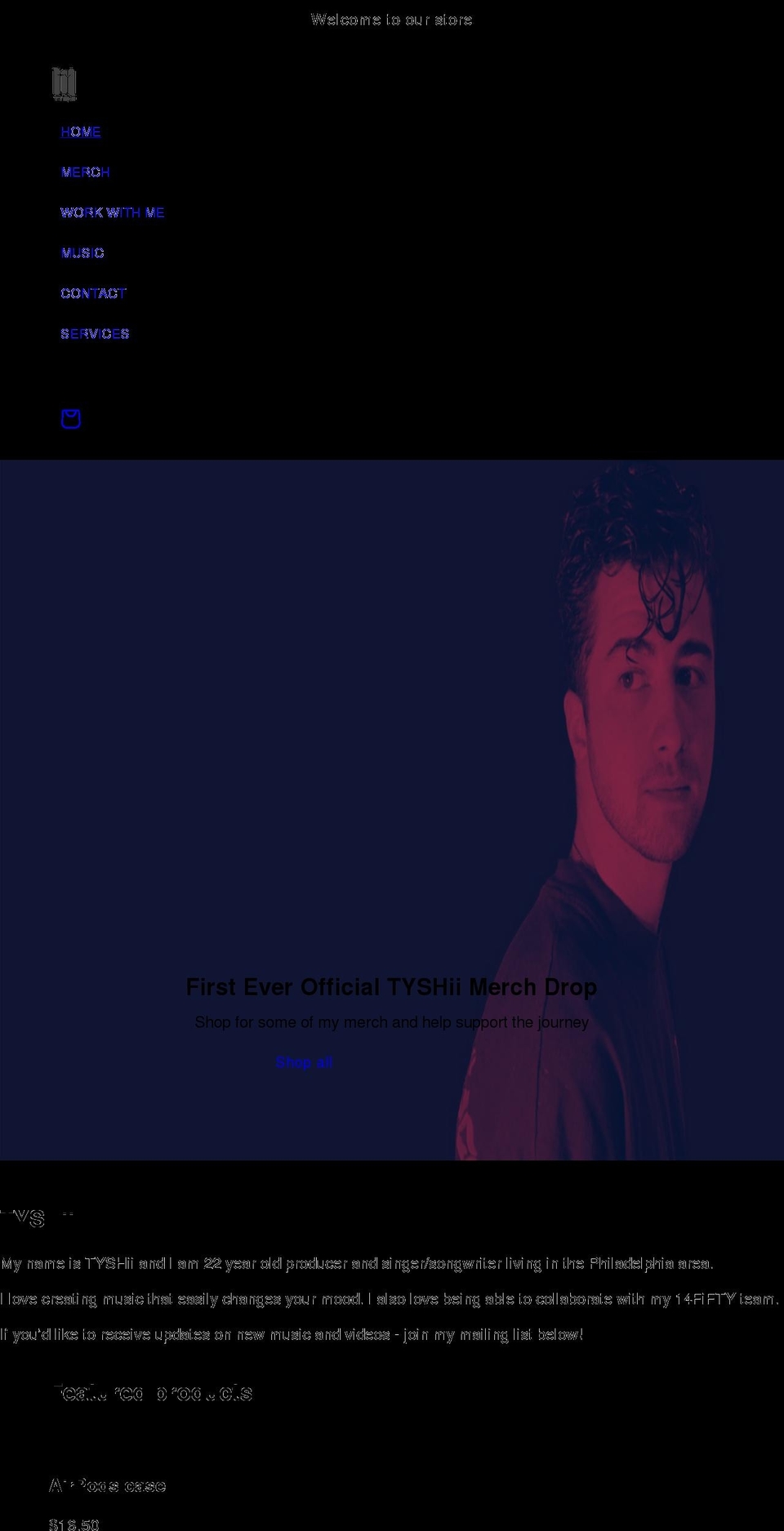 tyshiimusic.com shopify website screenshot