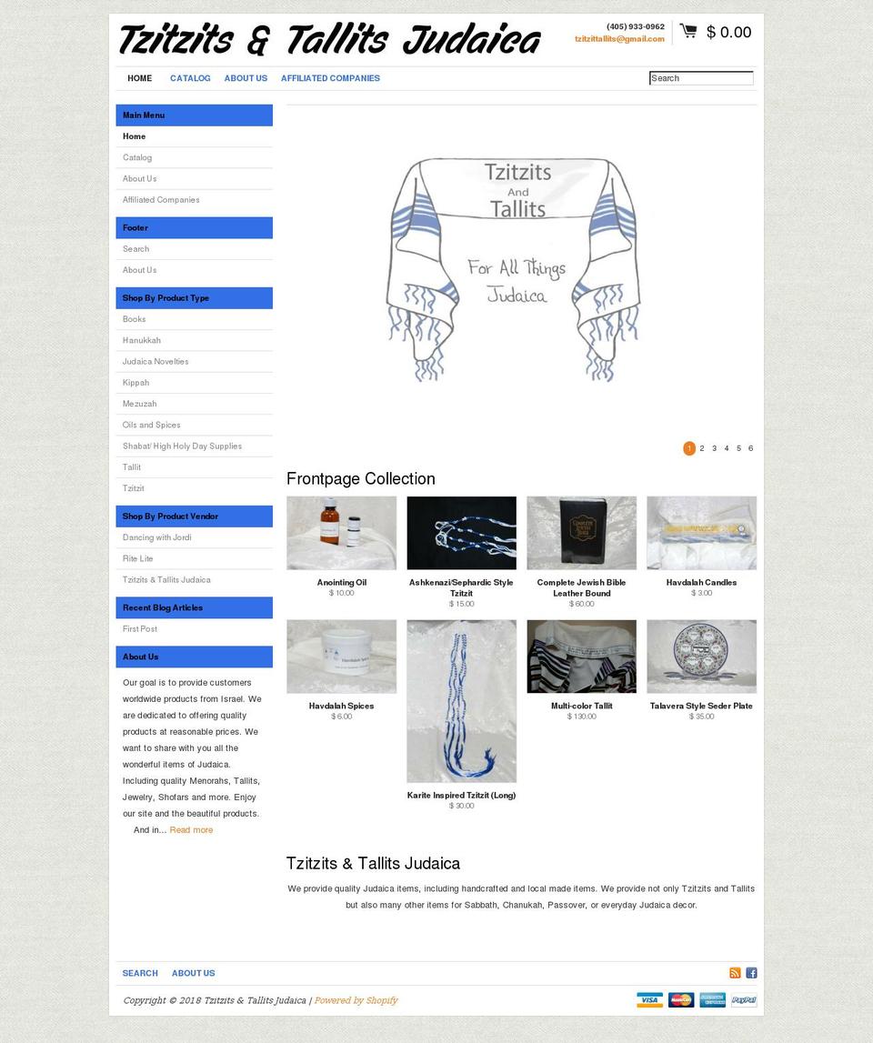 tzitzitandtallits.com — Shopify storefront screenshot