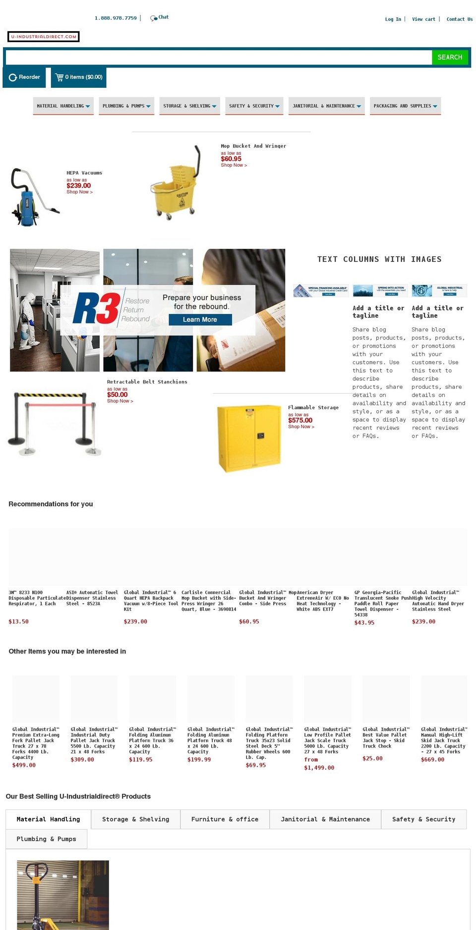 u-industrialdirect.com shopify website screenshot