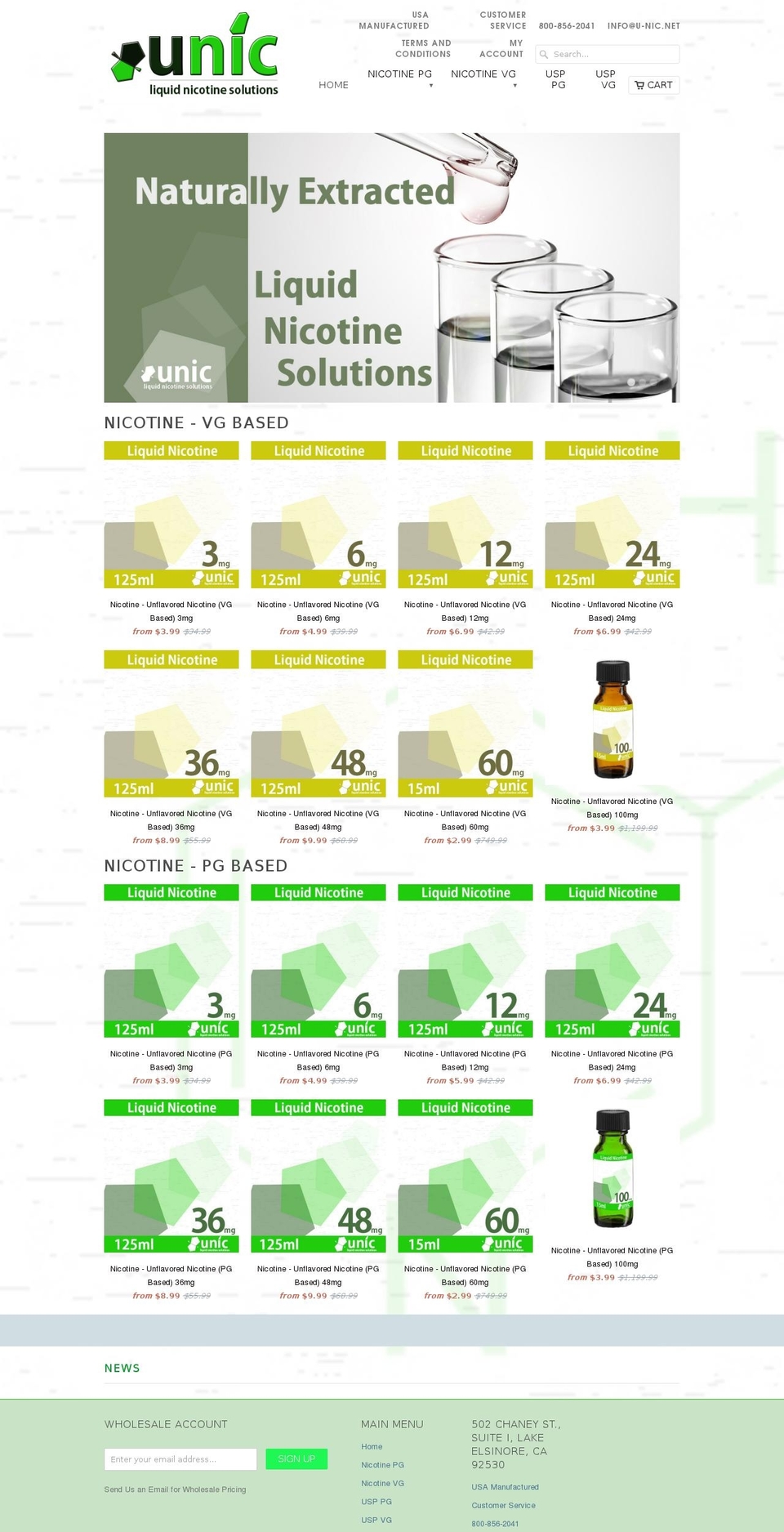 u-nicotine.com shopify website screenshot