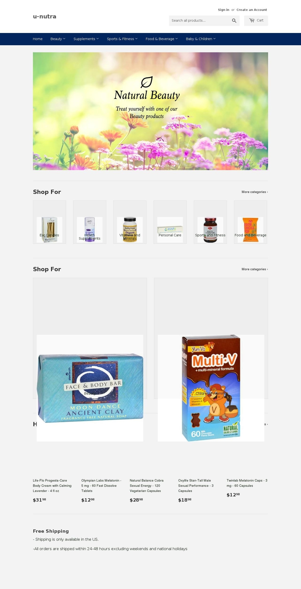 u-nutra.com shopify website screenshot