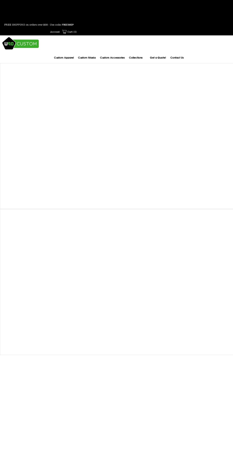 u90custom.com shopify website screenshot