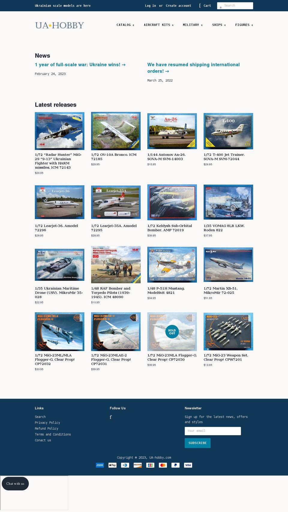 ua-hobby.com shopify website screenshot
