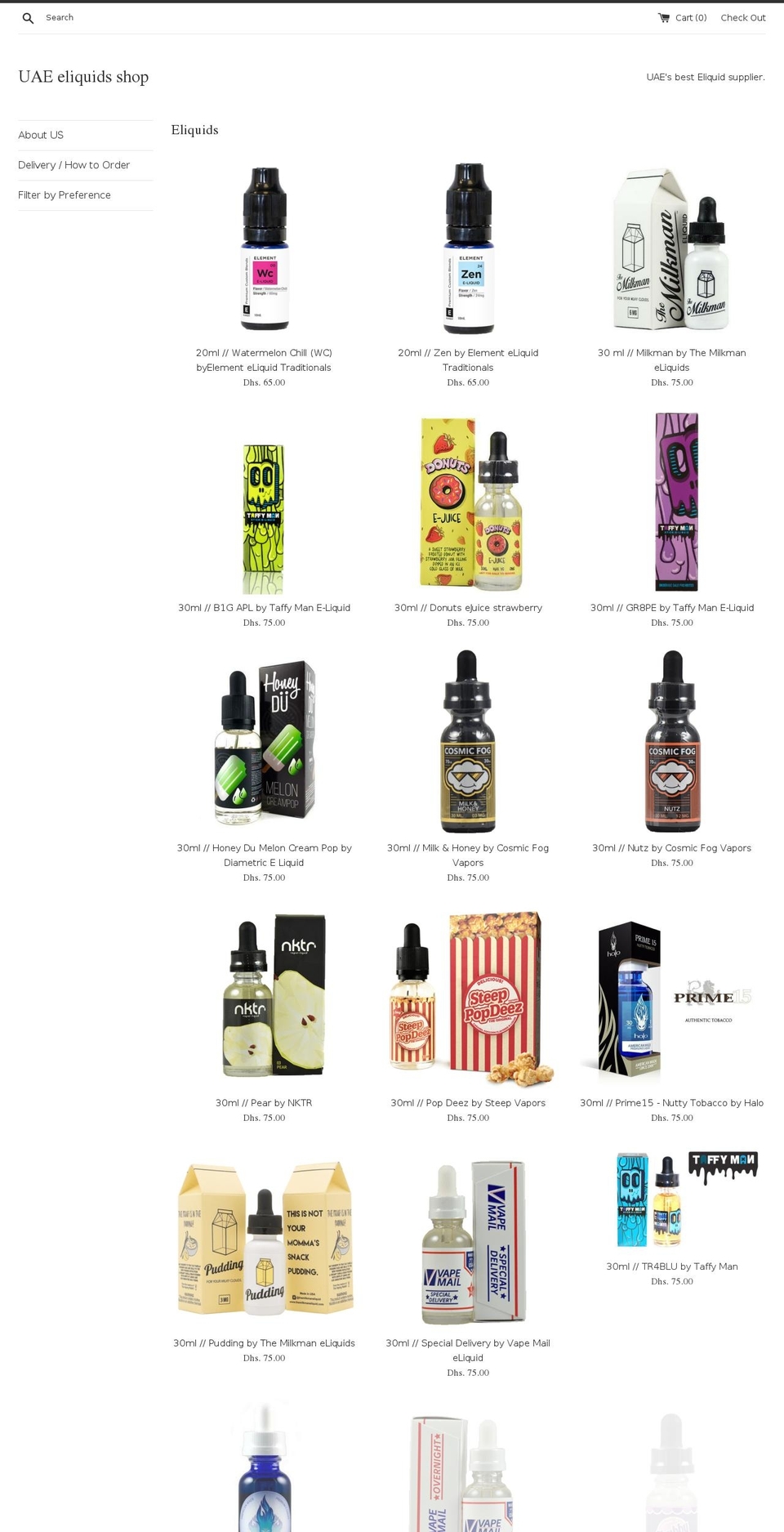 uaeeliquids.com — Shopify storefront screenshot