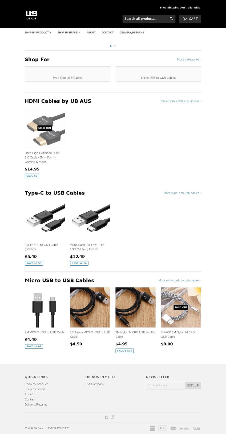 ubaustralia.com — Shopify storefront screenshot
