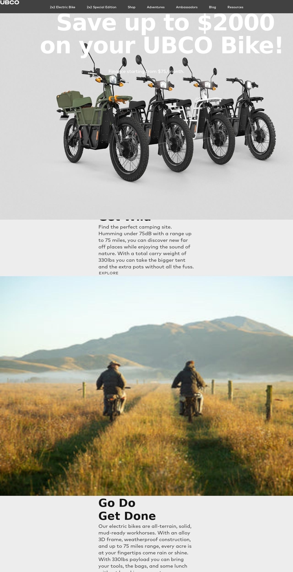 ubco.com shopify website screenshot