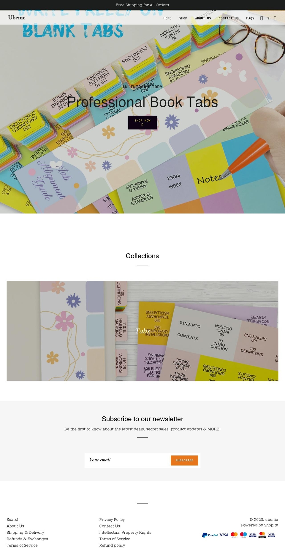 ubenic.com shopify website screenshot