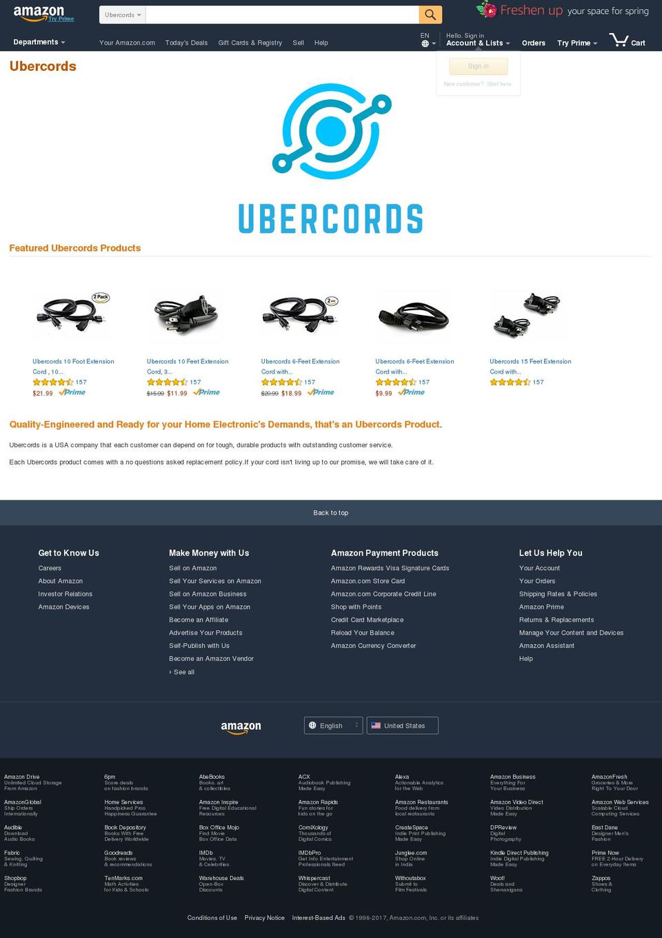 ubercords.com shopify website screenshot