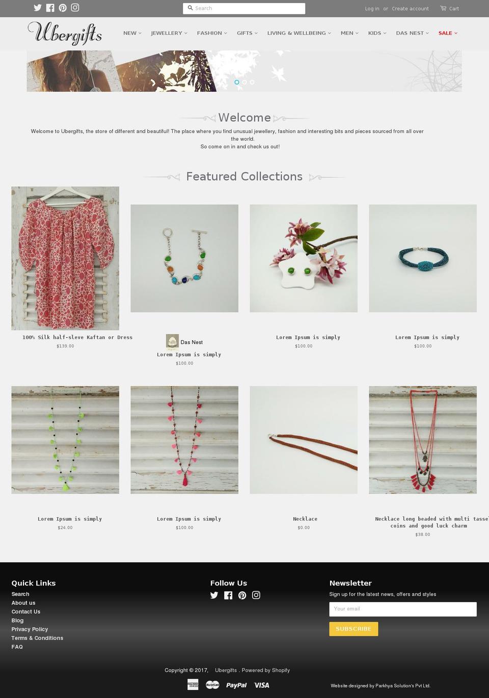 ubergifts.net shopify website screenshot