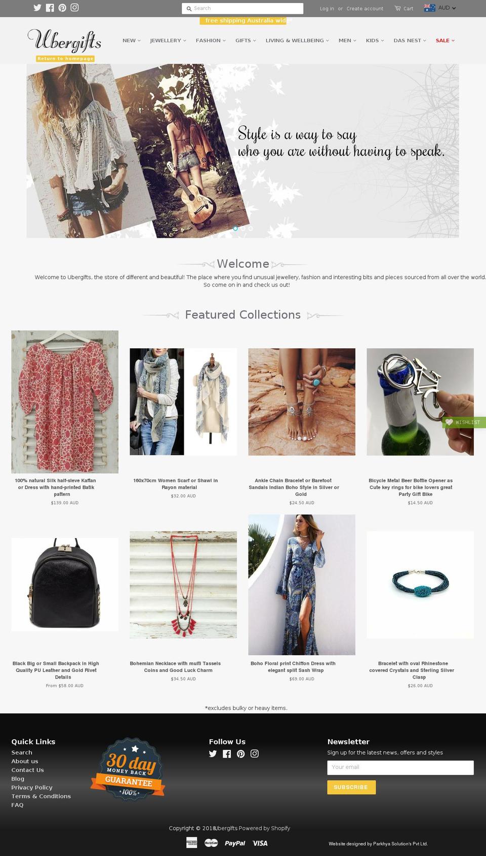 ubergifts.org shopify website screenshot