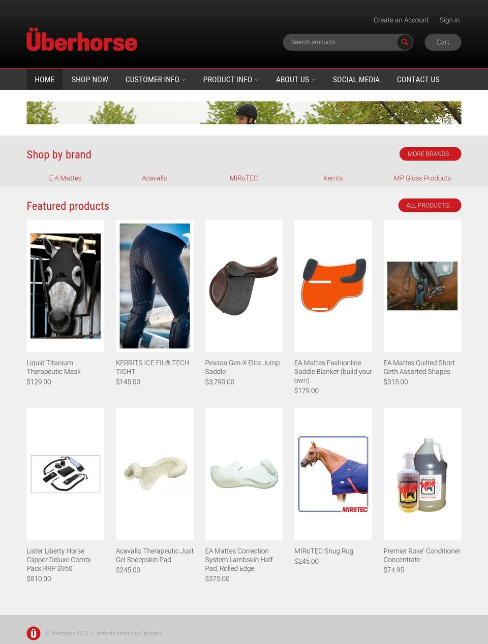 uberhorse.co.nz shopify website screenshot