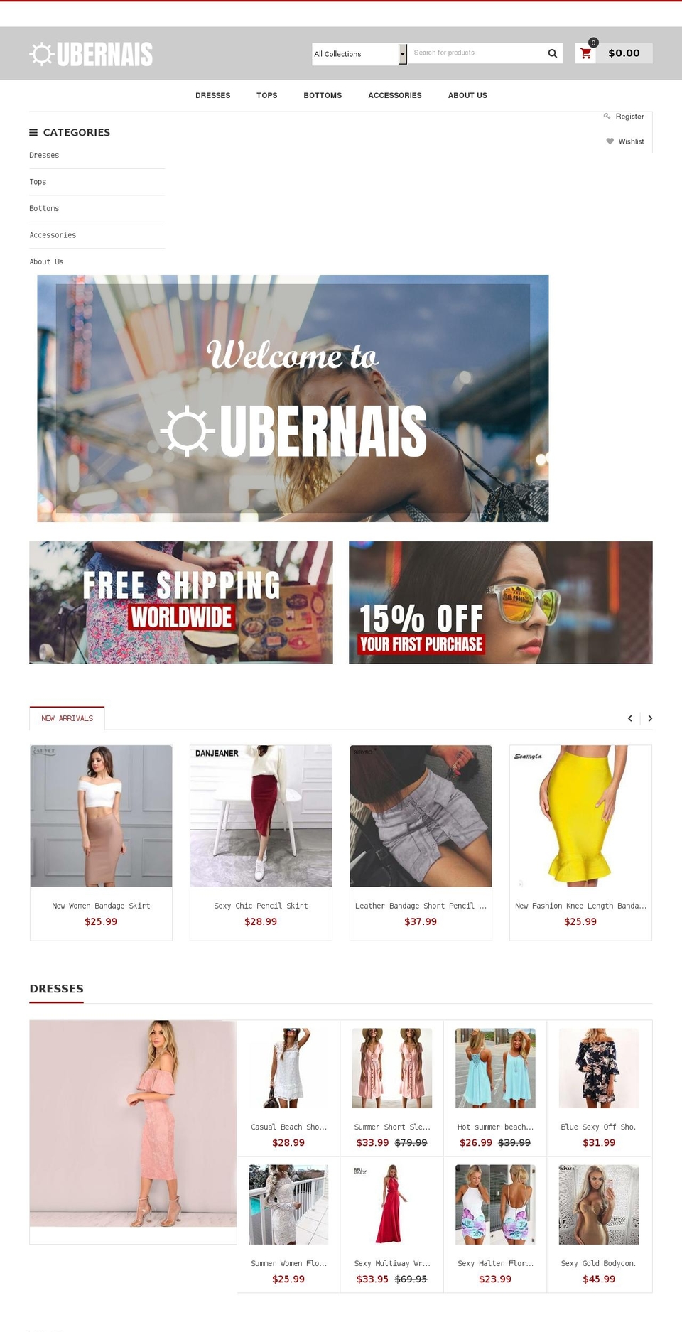 ubernais.com shopify website screenshot