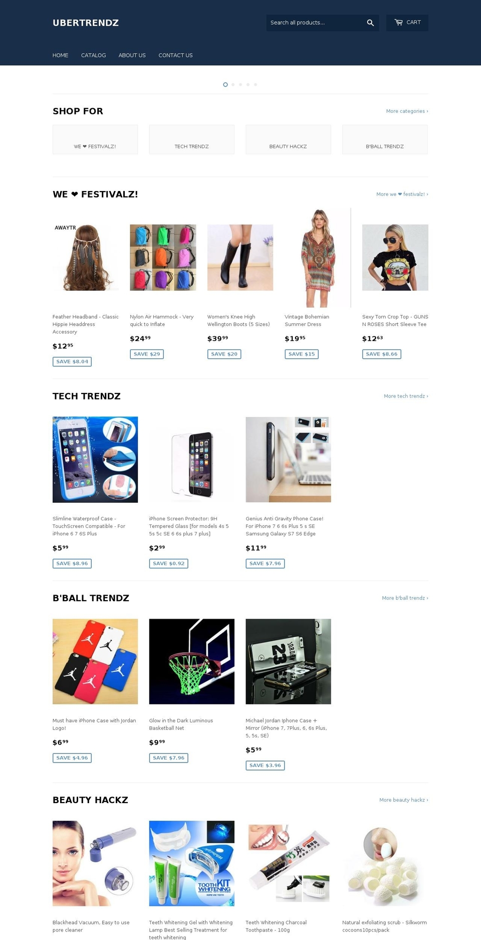 ubertrendz.com shopify website screenshot