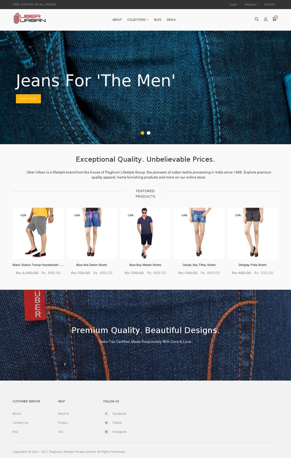 Simple Shopify theme site example uberurban.in