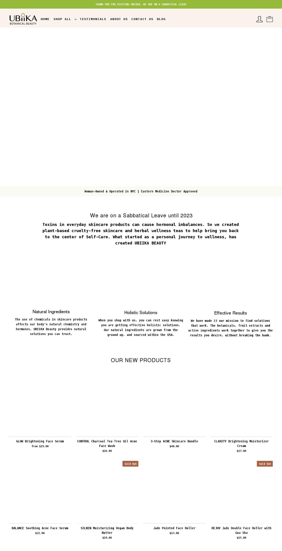 ubiikabeauty.com shopify website screenshot