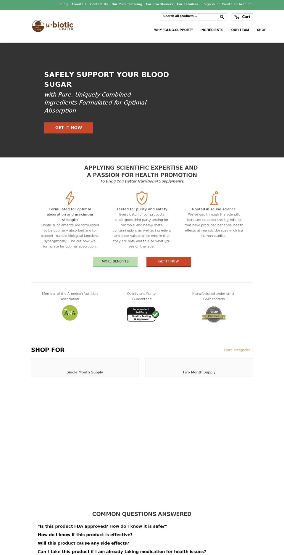 ubiotichealth.com shopify website screenshot