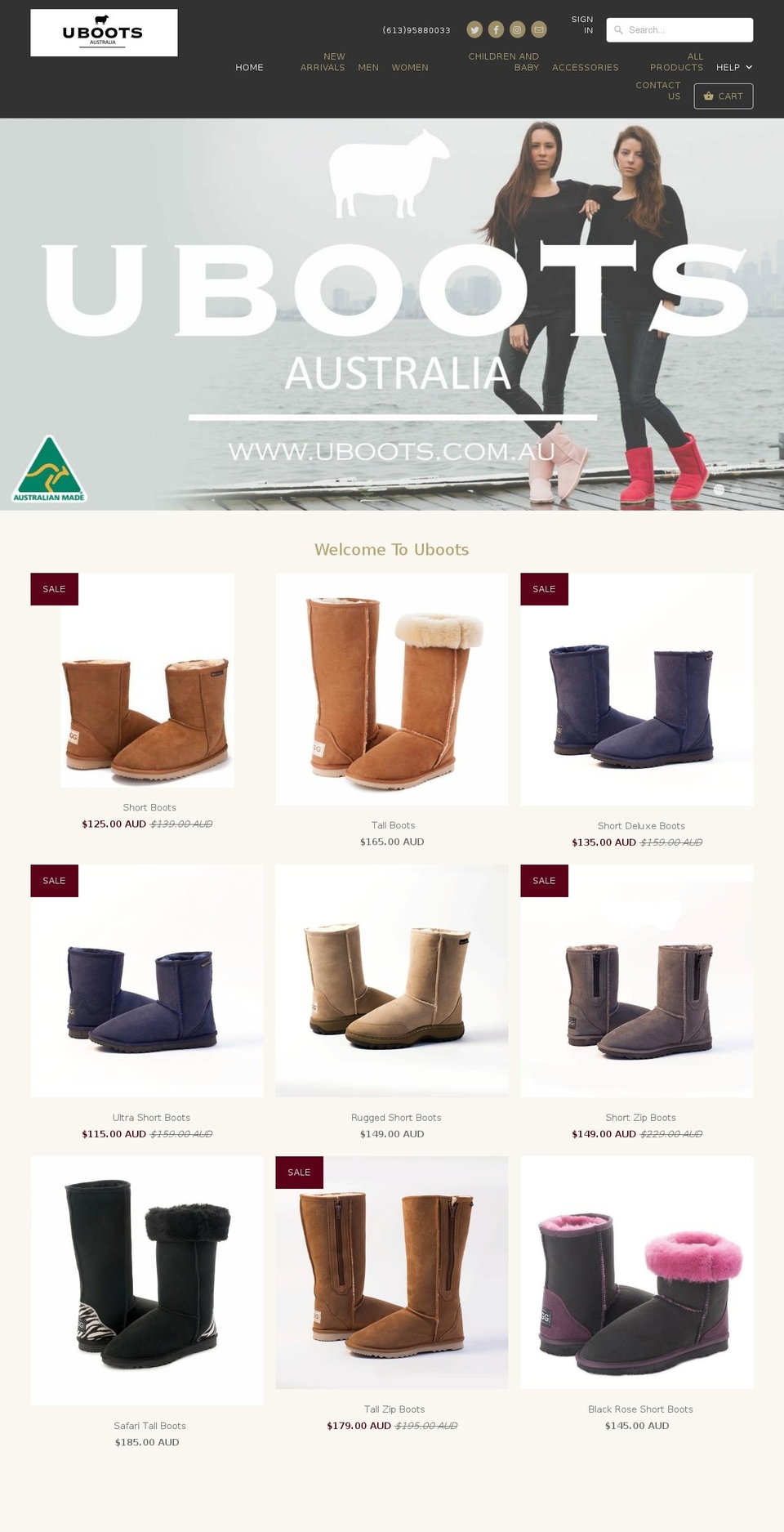 ubootsaustralia.co.uk shopify website screenshot