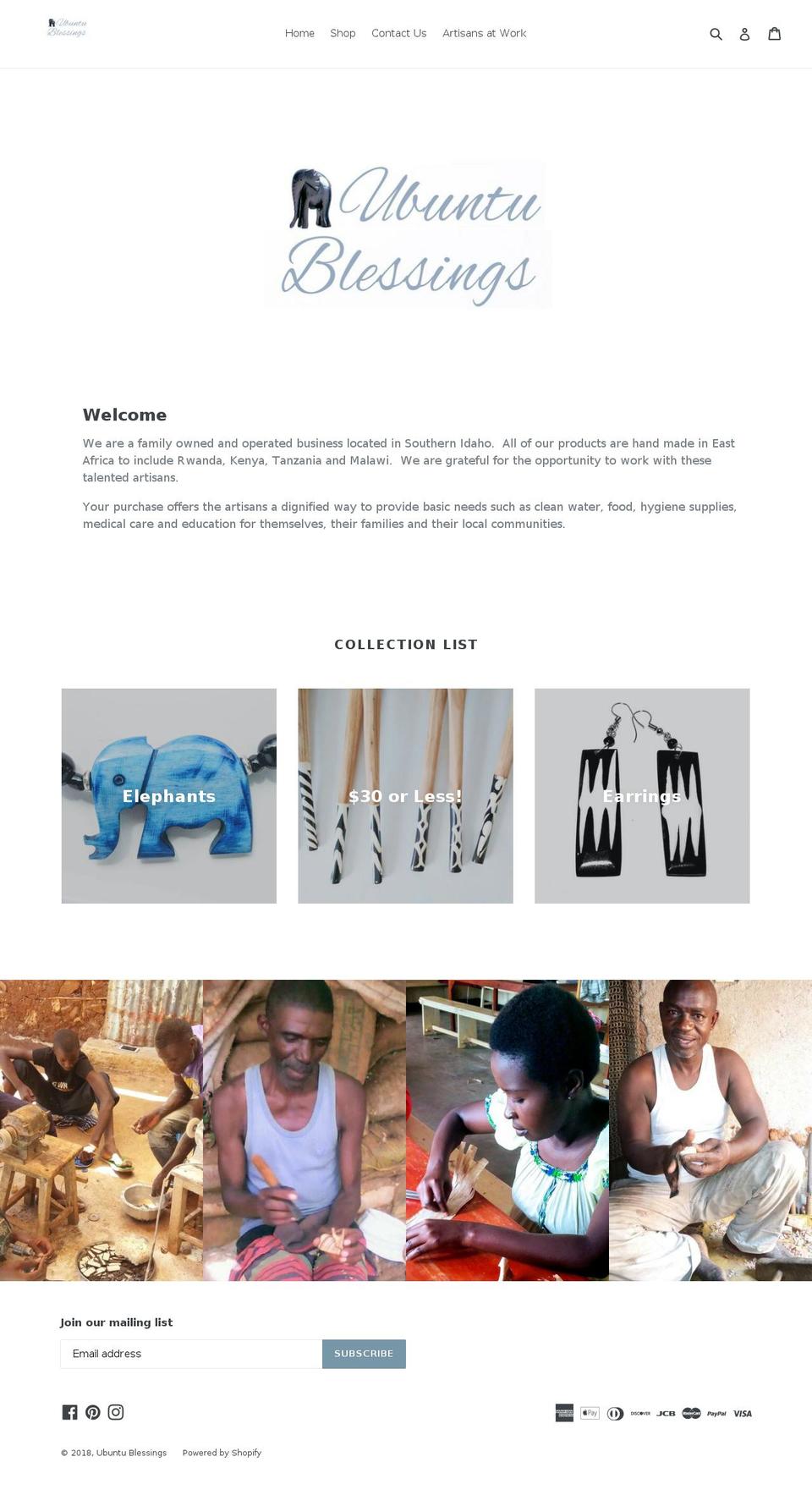 ubuntublessings.com — Shopify storefront screenshot