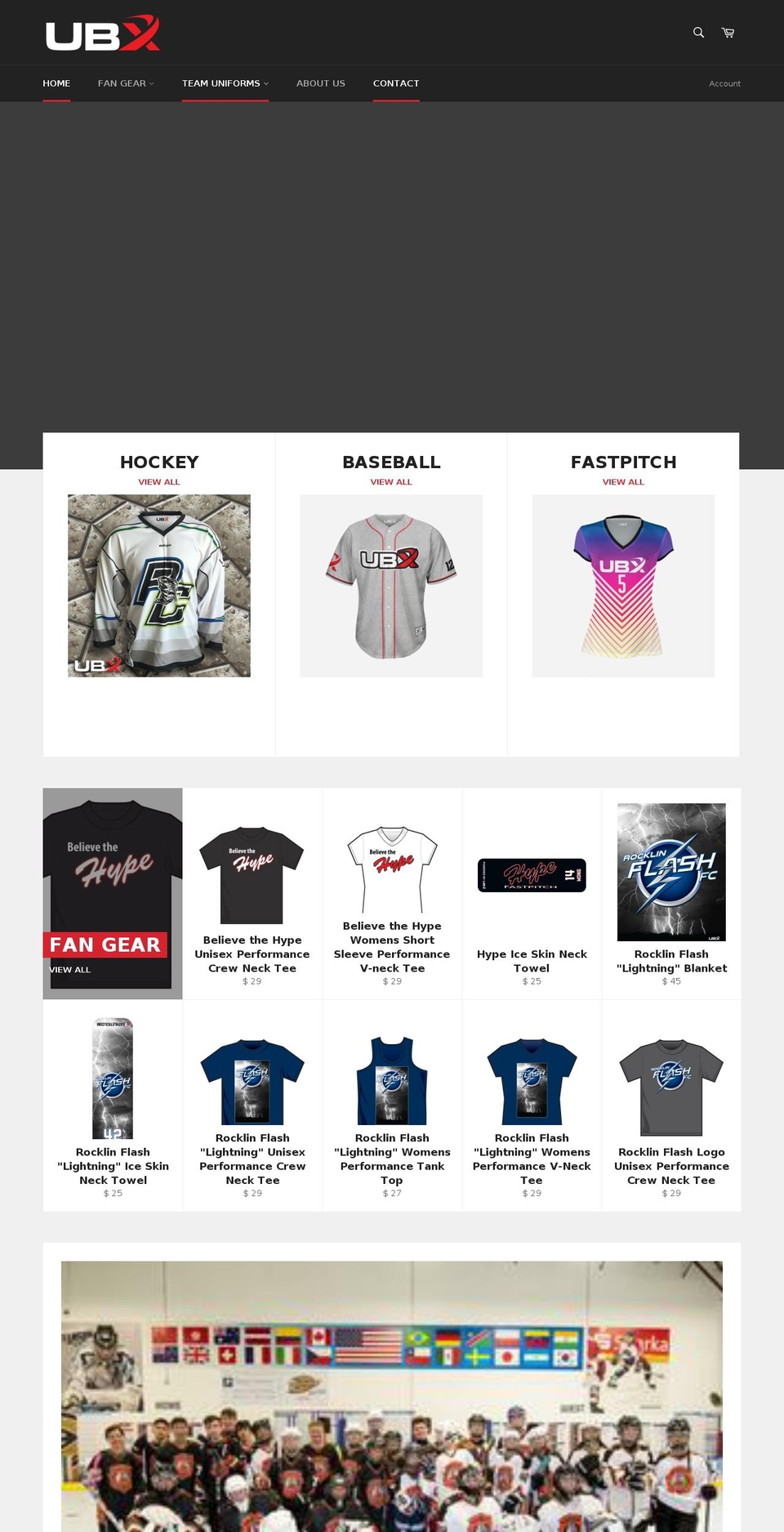 ubxathletics.com — Shopify storefront screenshot