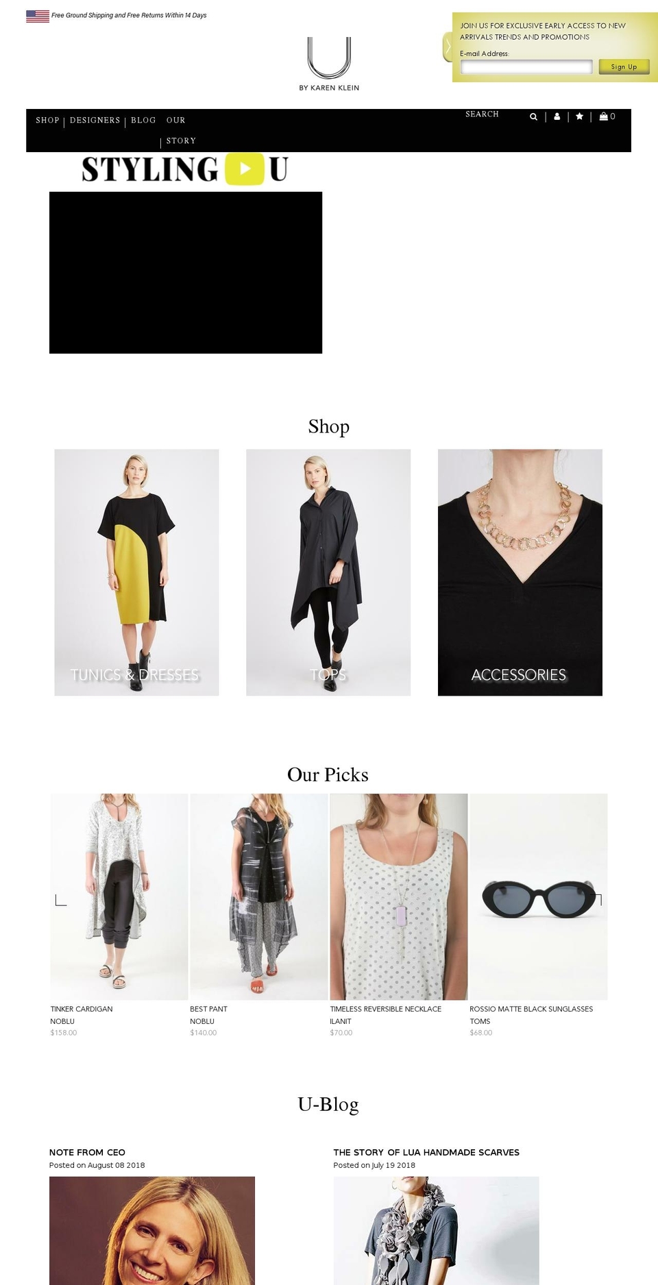 ubykarenklein.com — Shopify storefront screenshot