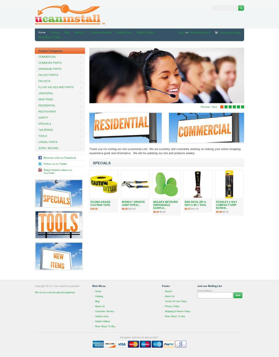 ucaninstall.org shopify website screenshot