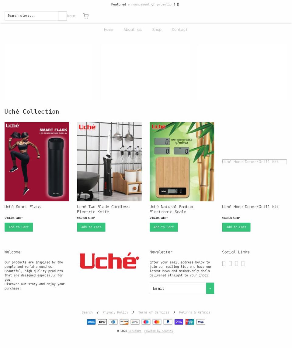 ucheware.com shopify website screenshot